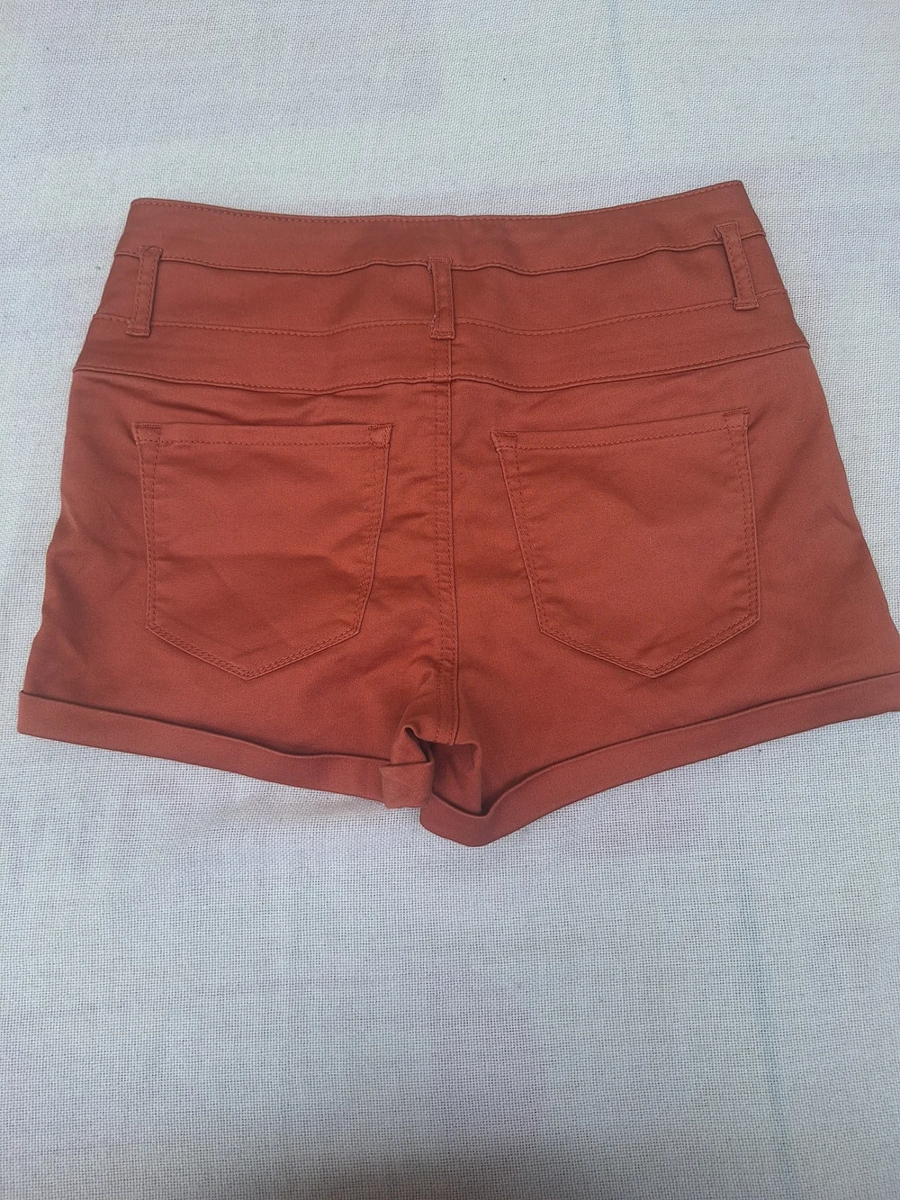 Charlotte Russe Refuge High‑Waisted Stretch Denim Shorts, Rust Color, Size 2 - Picture 2 of 6